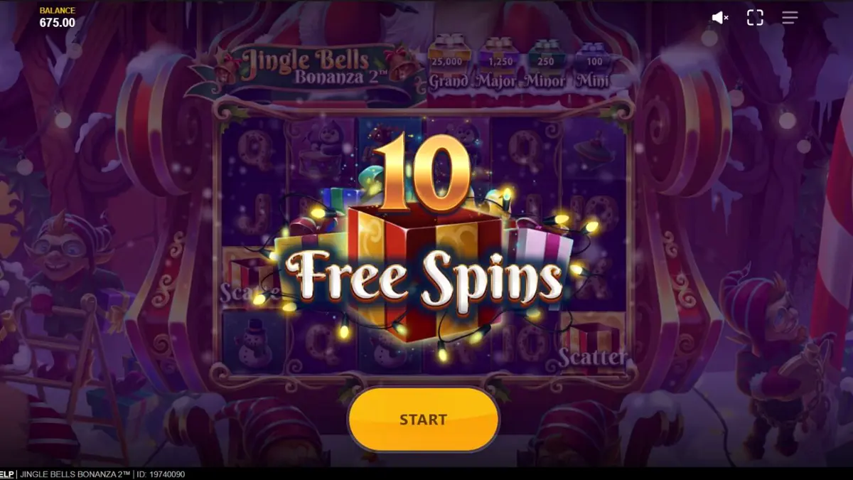 Tampilan visual slot Jingle Bells Bonanza 2 dengan tema Natal yang meriah